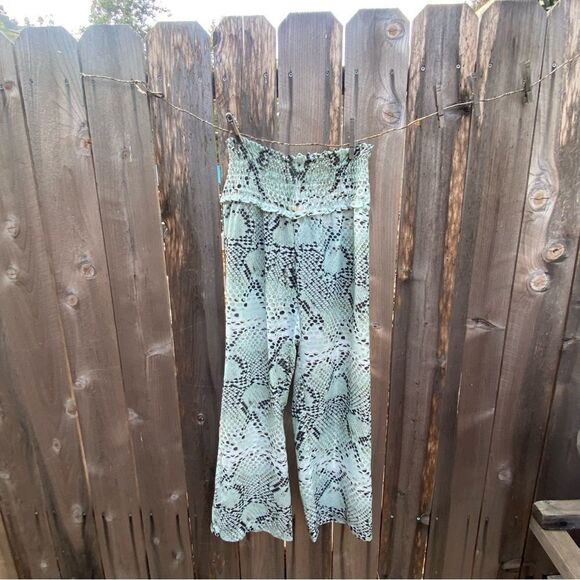 Agua Bendita Cobra Snake Wide Leg Smocked Sheer Palazzo Pants Cover size small - Picture 1 of 7